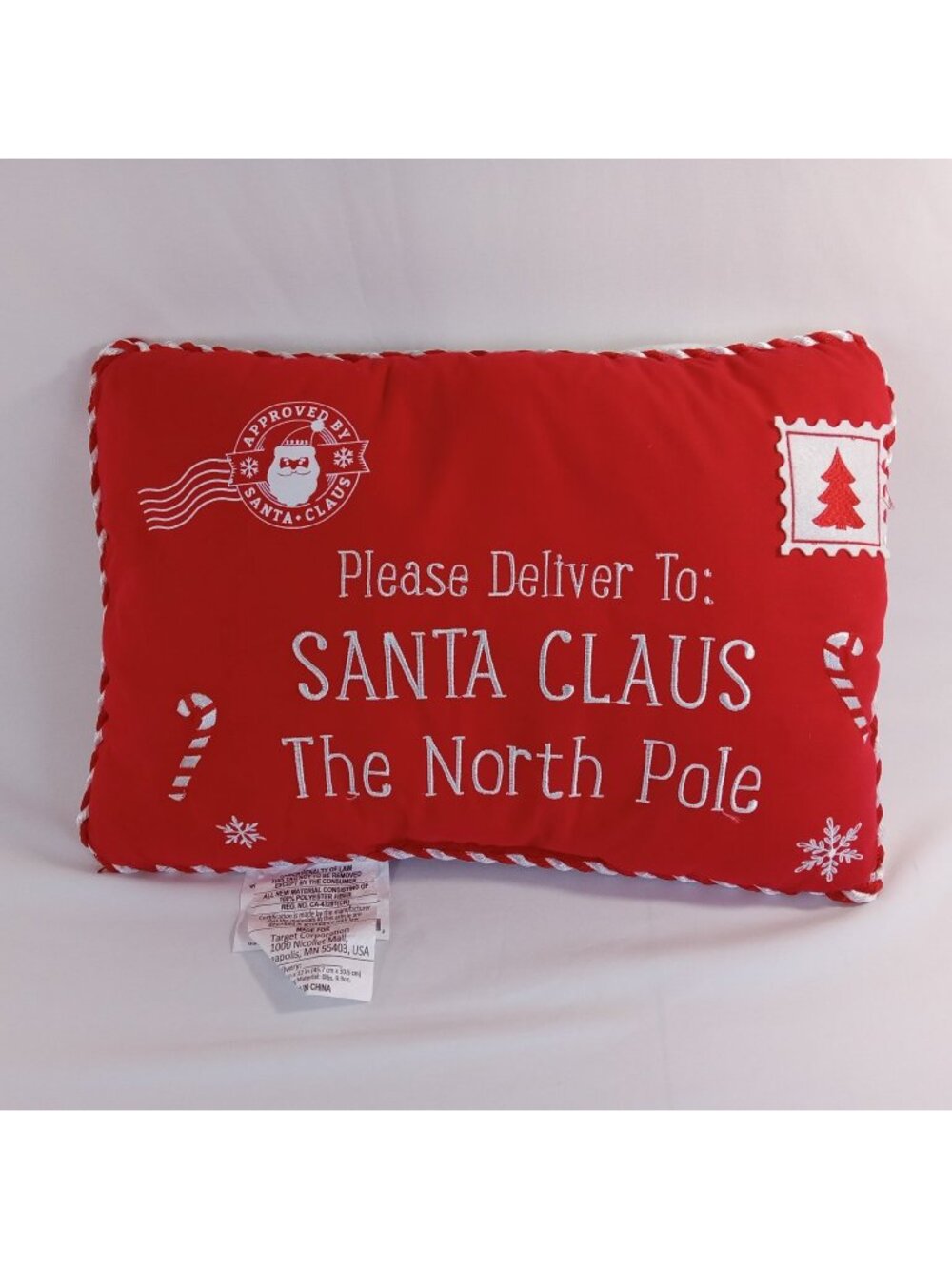 Santa Claus Letter Christmas Holiday Decorative Pillow 18x12" Wondershop